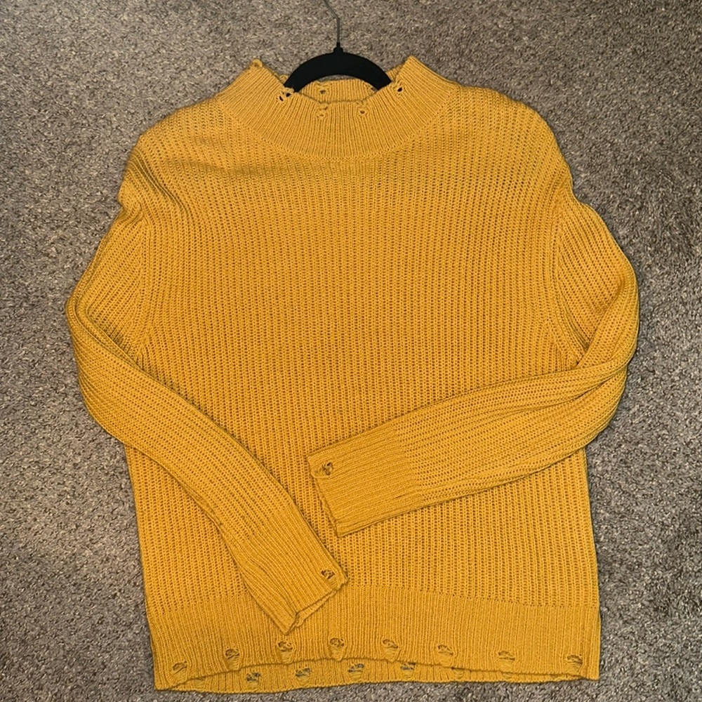 Distressed mustard sweater sz M